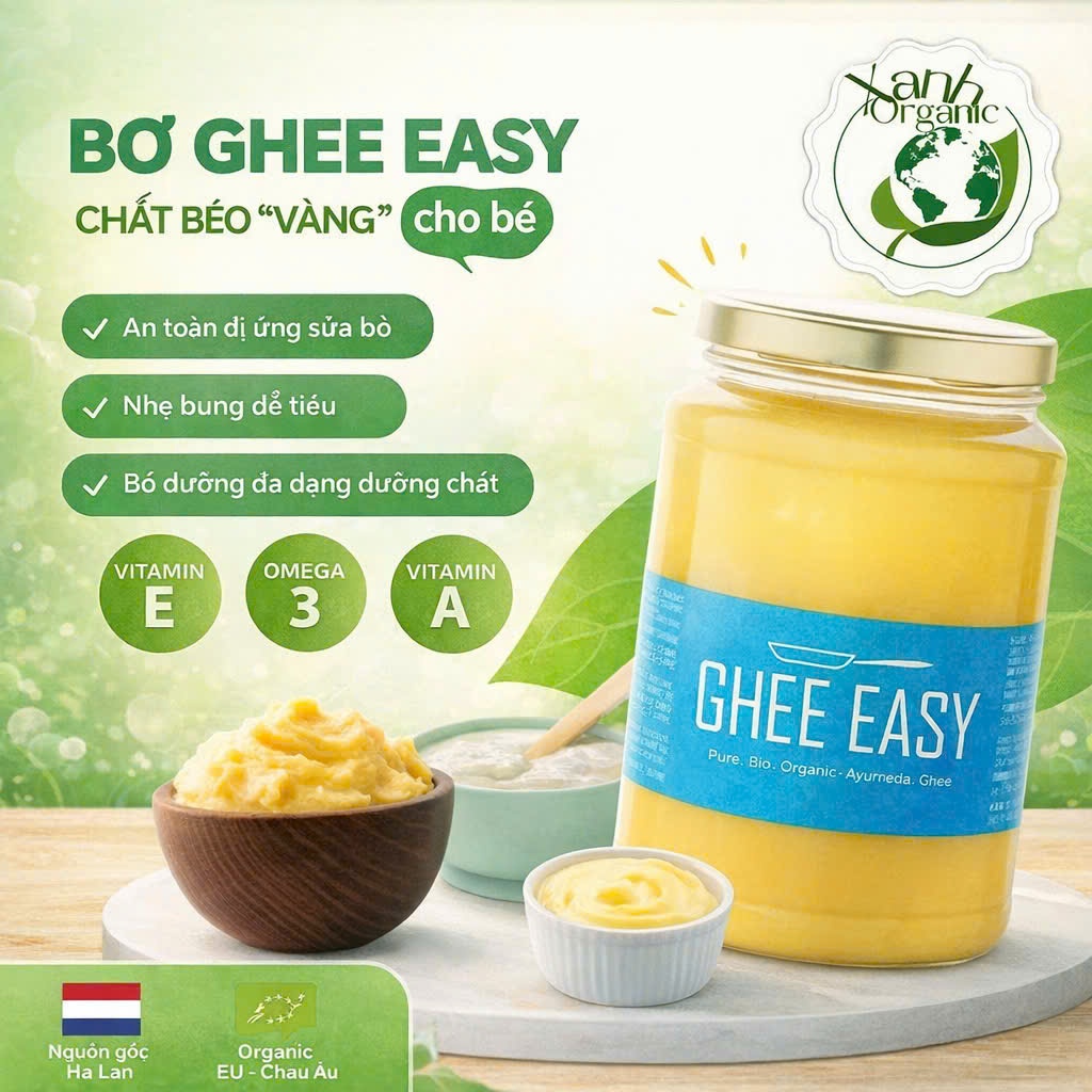 Bơ GHEE Hữu Cơ Cho Bé Ăn Dặm DM BIO Đức 180g - ENER BIO Đức 180g - GHEE EASY Hà Lan 100-245g - Ghee 