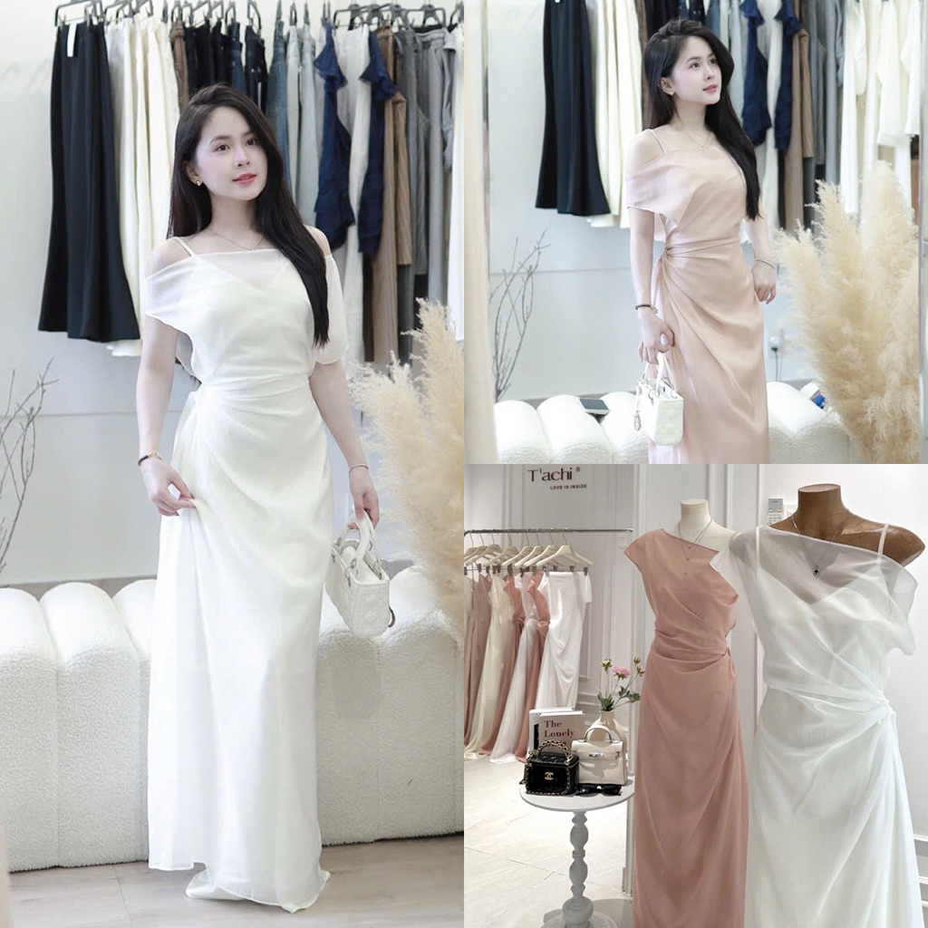 đầm dây xoè xếp li ngực