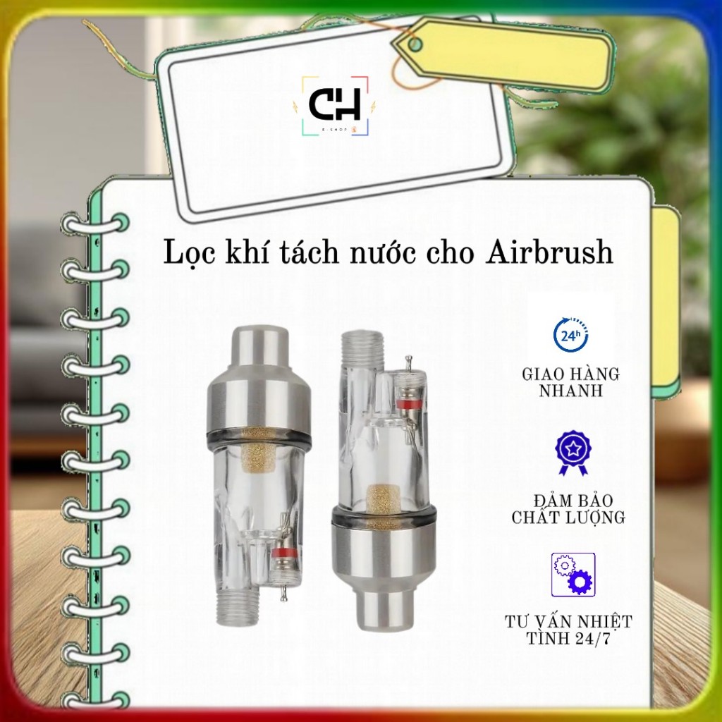 Đầu lọc khí tách nước mini cho Airbrush, Máy nén khí mini - Airbrush Filter