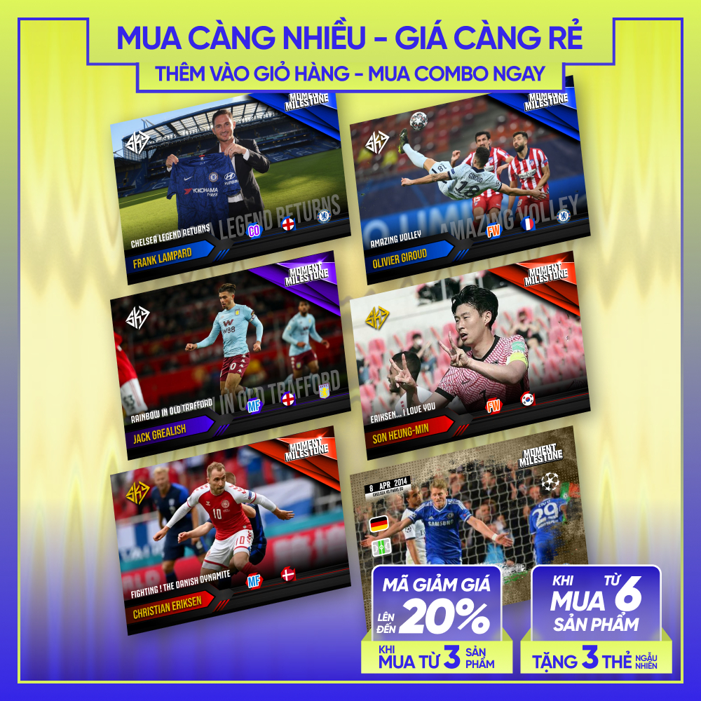 20-21 MOMENT & MILESTONE | Thẻ cầu thủ bóng đá SKYLLECTA | Giroud Grealish Lampard Eriksen Son Schür