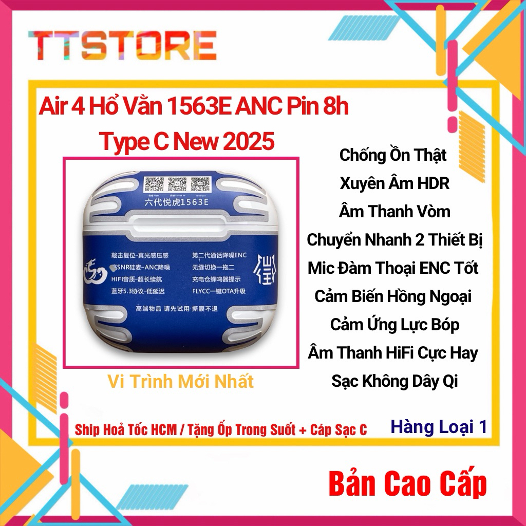 Tai Nghe Ap4 Hổ vằn 1563E Pin 8h ENC | Chống Ồn Chủ Động | Hồng Ngoại | Cảm Ứng Lực Cao Cấp