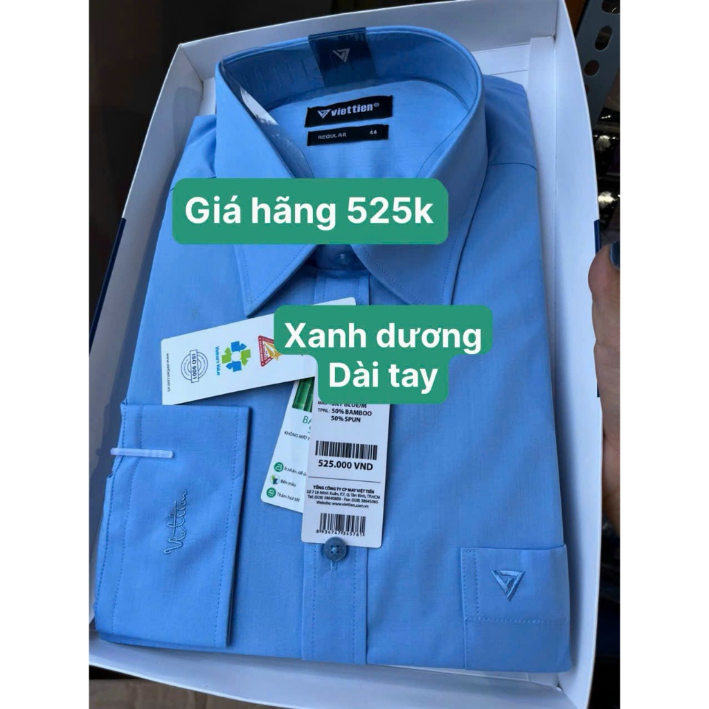 Việt Tiến Áo sơ mi tay dài giá mác 525k sale còn 355k