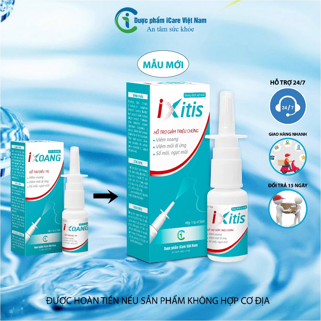 Viêm xoang iXoang hỗ trợ viêm xoang viêm mũi dị ứng chính hãng Dược phẩm iCare Việt Nam