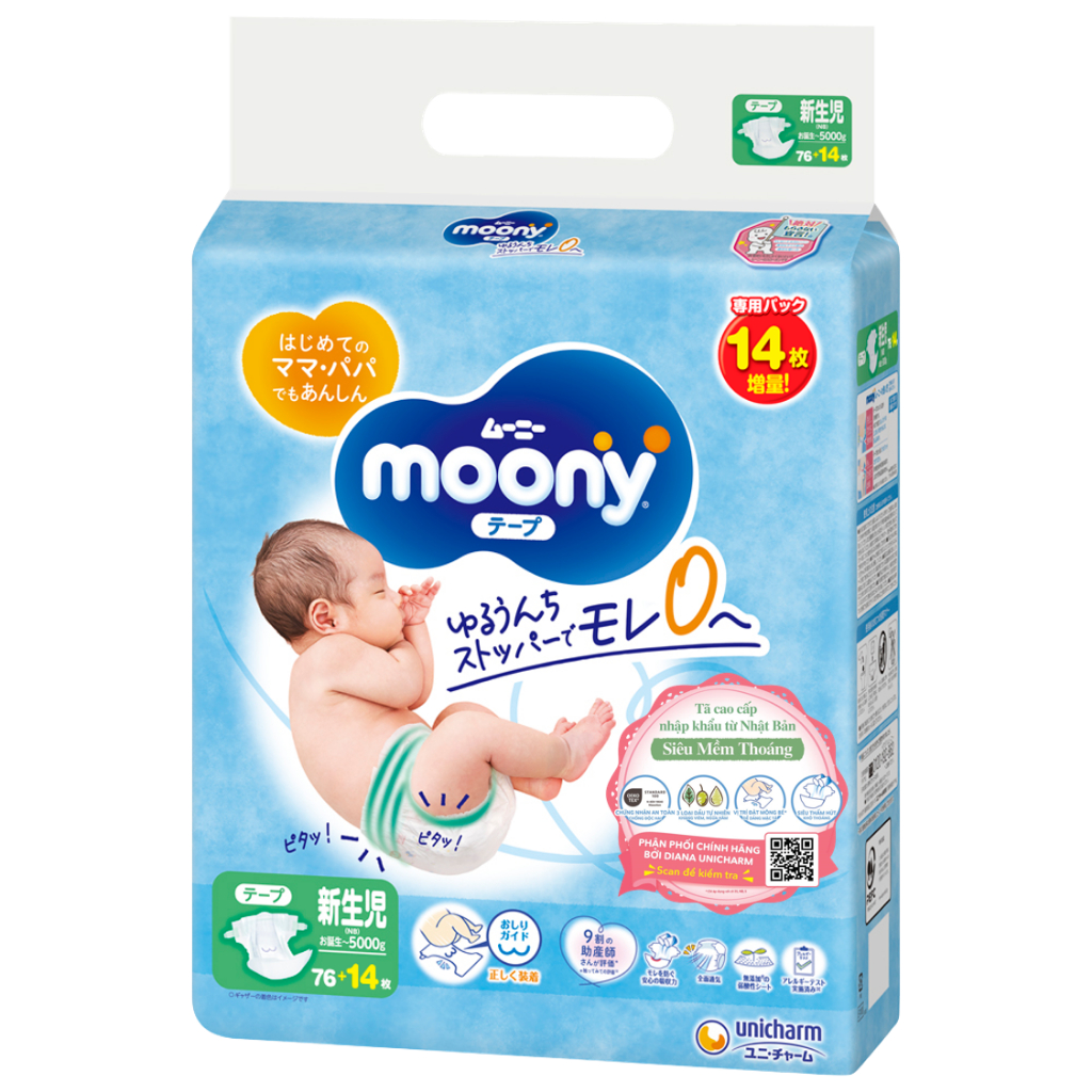 Bỉm dán/Bỉm quần Moony Xanh nhập khẩu siêu Cao cấp cho Bé.