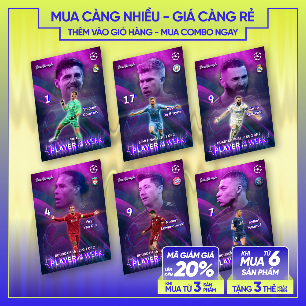 21-22 PLAYER OF THE WEEK | Thẻ cầu thủ bóng đá SKYLLECTA | Messi Ronaldo Vinicius Salah Mbappe Court