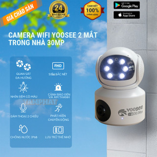 [Bảo hành 24 tháng] Camera WIFI YOOSEE MODEL 2026 trong nhà 2 mắt 2 khung hình, độ phân giải 30MP