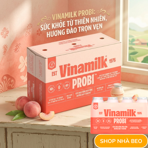 [Hỏa Tốc] Thùng Sữa chua uống Probi Đào Ít đường 130ml Yaourt 24 chai/thùng
