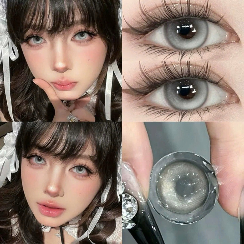 Bunny Eyes Kính Áp Tròng 14.2mm Xám Xanh Reflective Gray Make Up Cosplay