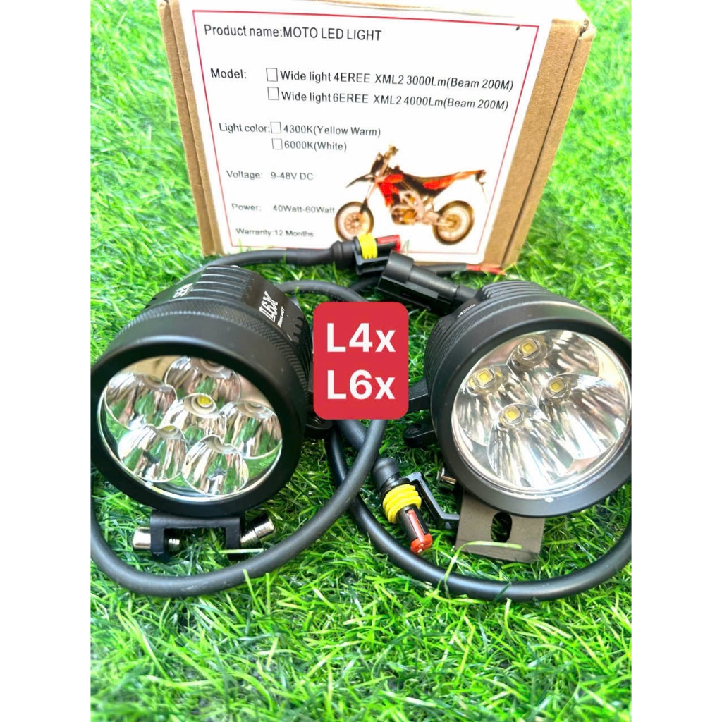 Đèn trợ sáng l4x,l6x siêu sáng chống nước,Đèn trợ sáng xe máy, xe điện,Bóng đèn trợ sáng 12v48v,Đèn 