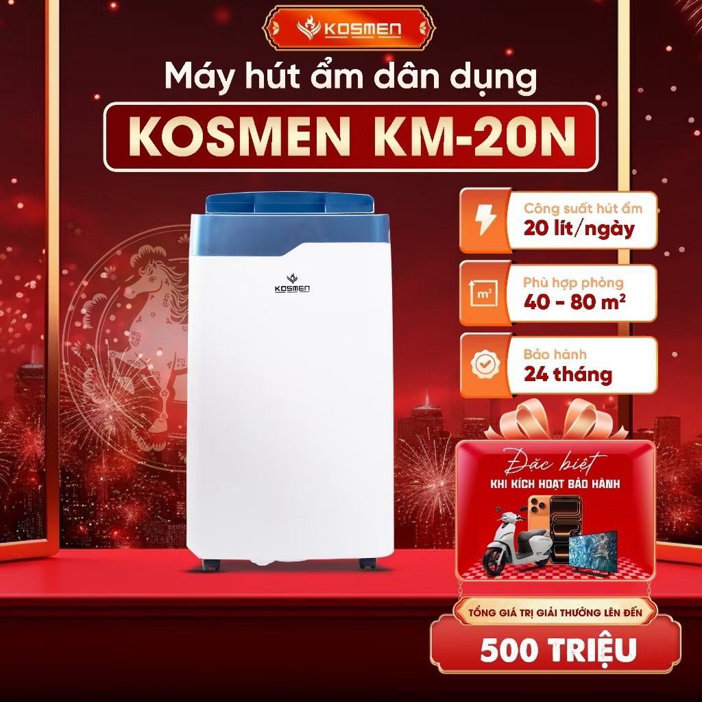 (Chuẩn Đức) Máy hút ẩm Kosmen KM-20L Đức, máy khoẻ chạy êm, bảo hành 2 năm, chính hãng
