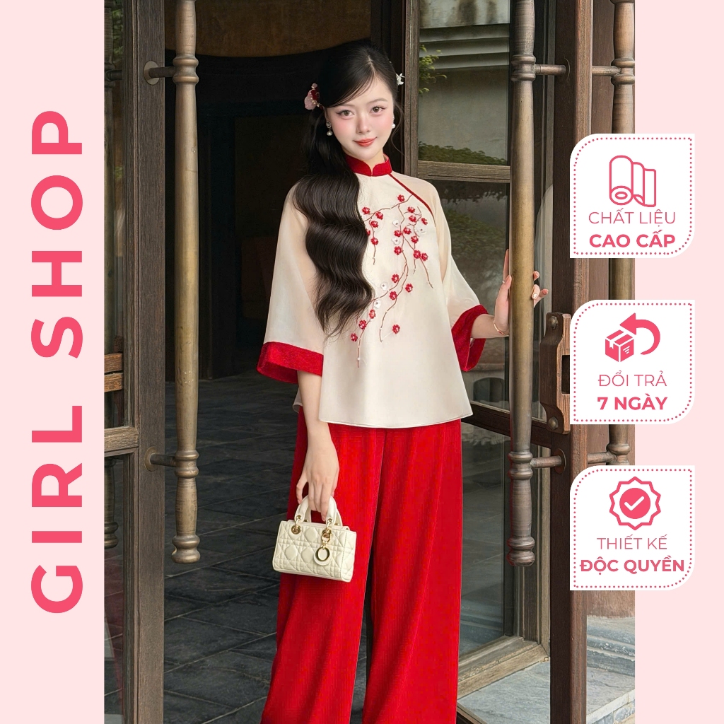 Pháp Phục Ngân Châu Thiết Kế Cao Cấp Dáng Suông Cổ Cao Sang Trọng Thanh Lịch GIRLSHOP