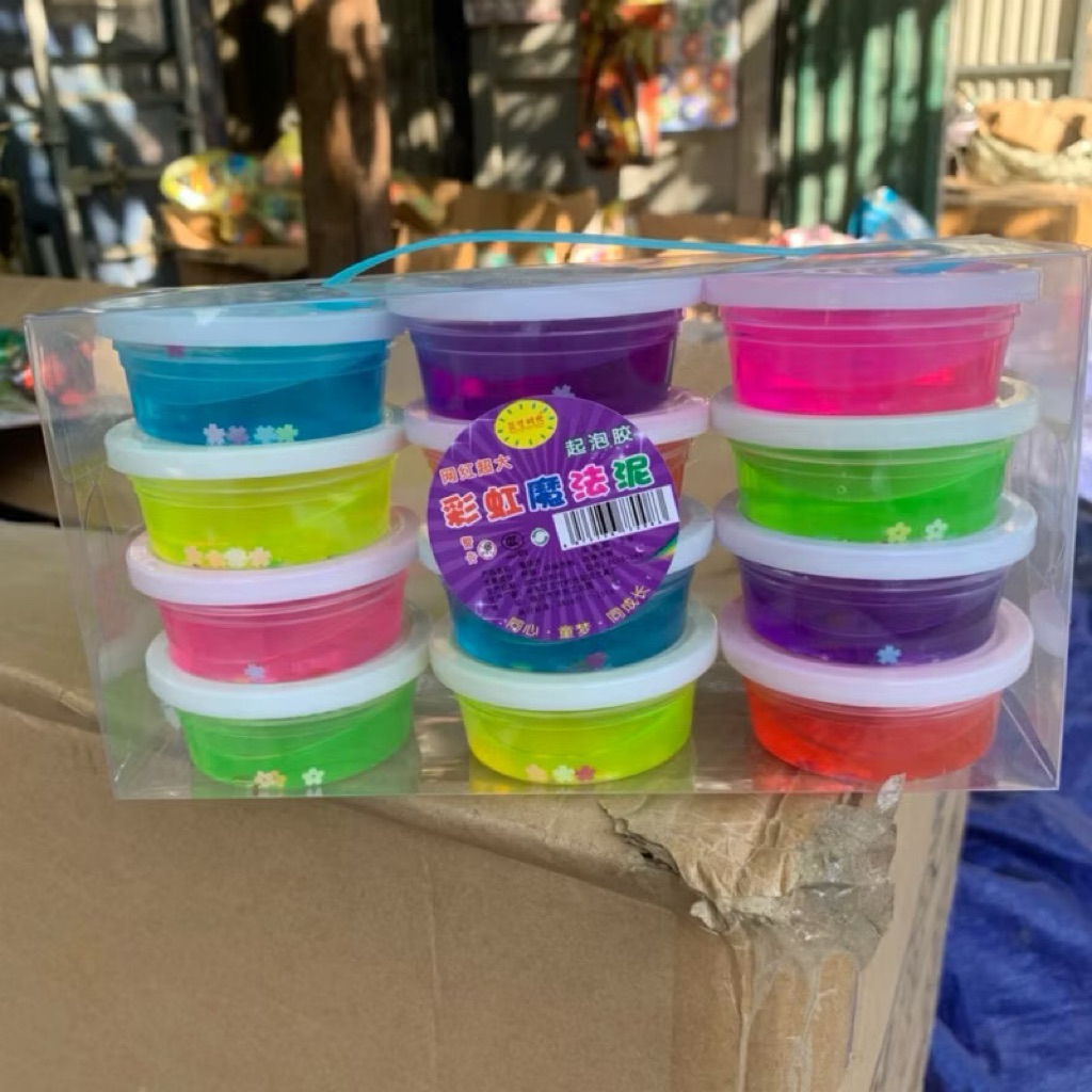 Sỉ 12 Hộp Slime Cầu Vồng 12 Hũ – Set Slime Pha Lê Nhiều Màu Dẻo Mịn Đồ Chơi Cho Bé