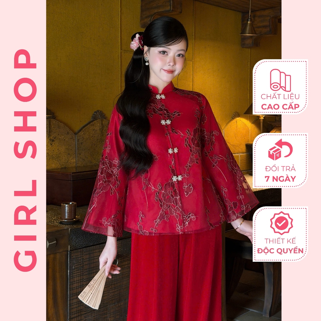 Pháp Phục Hồng Mai Thiết Kế Cao Cấp Dáng Suông Cổ Cao Sang Trọng Thanh Lịch GIRLSHOP