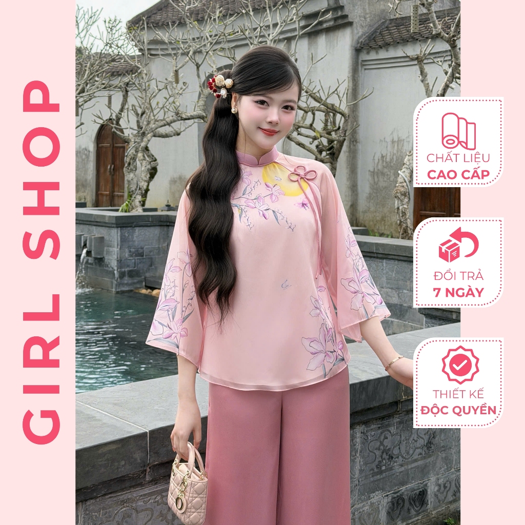 Pháp Phục Mộc Hoa Thiết Kế Cao Cấp Dáng Suông Cổ Cao Sang Trọng Thanh Lịch GIRLSHOP