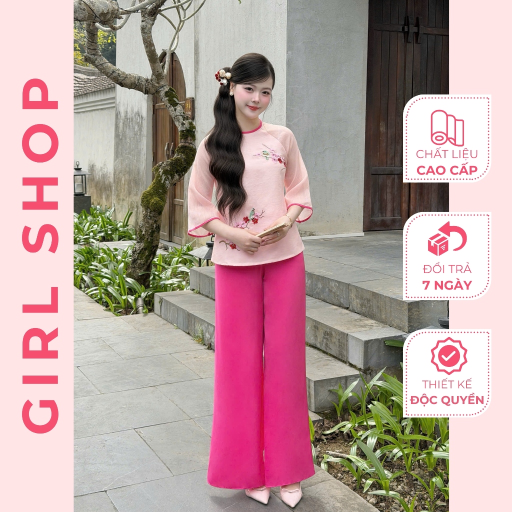 Pháp Phục Vân Đào Thiết Kế Cao Cấp Dáng Suông Cổ Cao Sang Trọng Thanh Lịch GIRLSHOP