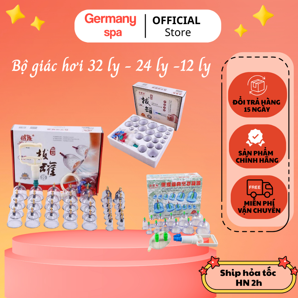 BỘ GIÁC HƠI 32 CỐC - 24 cốc- 12 cốc - Bộ Giác Hơi Không Dùng Lửa Cao Cấp