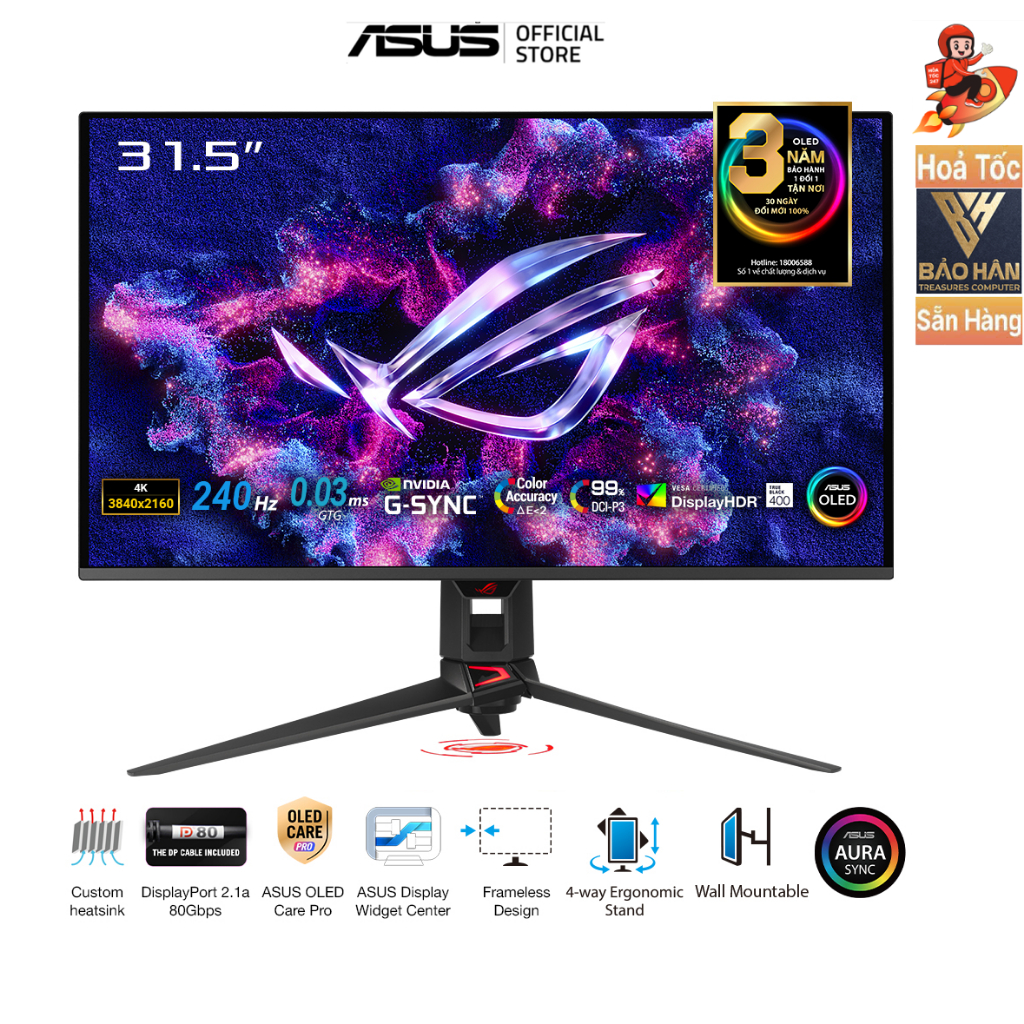 Màn hình Asus ROG Swift PG32UCDM 32" OLED 4K 240Hz - Hàng Chính Hãng