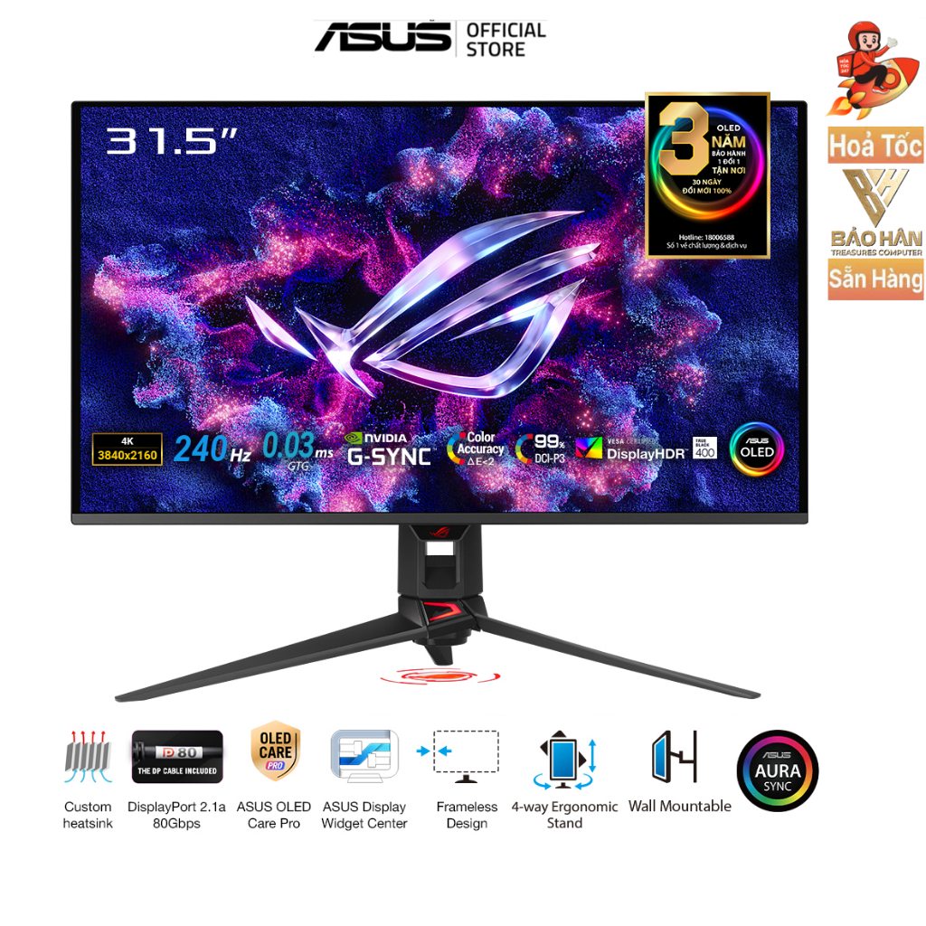 Màn hình Asus ROG Swift PG32UCDM 32 OLED 4K 240Hz - Hàng Chính Hãng