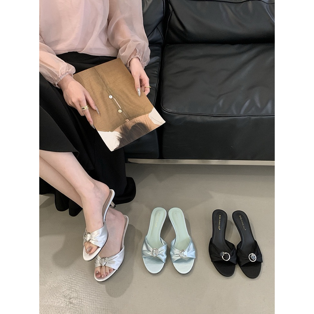 Dép Mũi Tròn Gót Mảnh Cao 5P Xinh