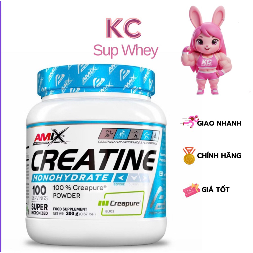 Creatine Amix Monohydrate Creapure 300g (100 Servings) Xanh