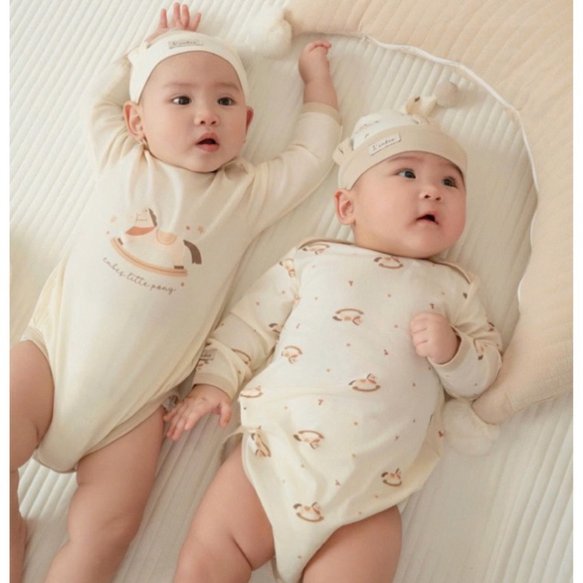 EMBES Sơ Sinh 26-B1-09. Body Chip Dài Tay Hoạ Tiết Dễ Thương Cho Bé Sơ Sinh Từ 0-9M