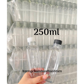 Chai nhựa giá sỉ 100 chai 250ml vuông tròn kèm nắp
