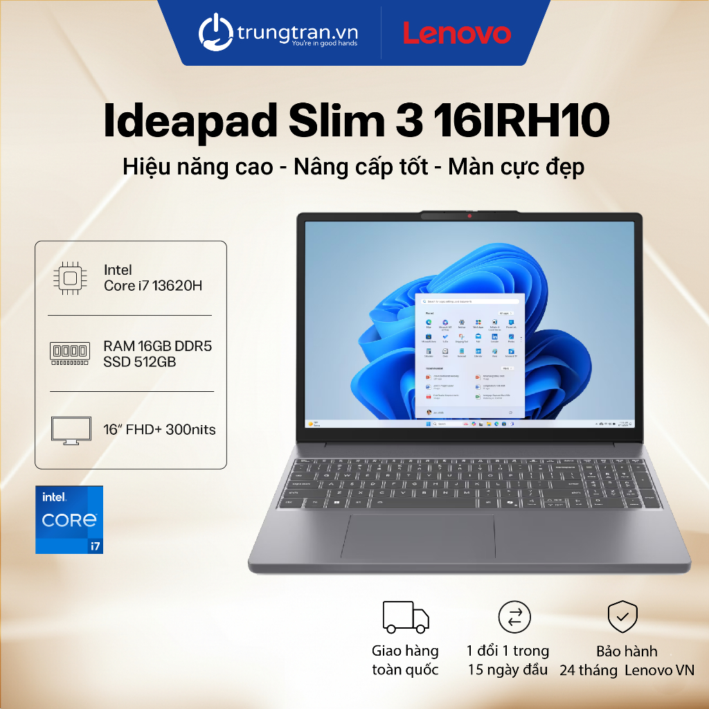 Laptop Lenovo Ideapad Slim 3 16IRH10 | Core i7 | RAM 16GB | SSD 512GB | 16" FHD+  | Trung Trần Store