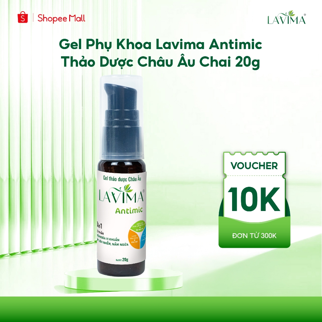 Gel Phụ Khoa Lavima Antimic - Giúp Làm Sạch, Khử Mùi, Dịu Ngứa Nhanh Tại Chỗ, Chai 20g