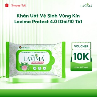 Khăn Ướt Vệ Sinh Vùng Kín Lavima Protect 4.0 Lành tính, Dịu Nhẹ, Kháng Khuẩn, Tiện Dụng, gói 10 Tờ
