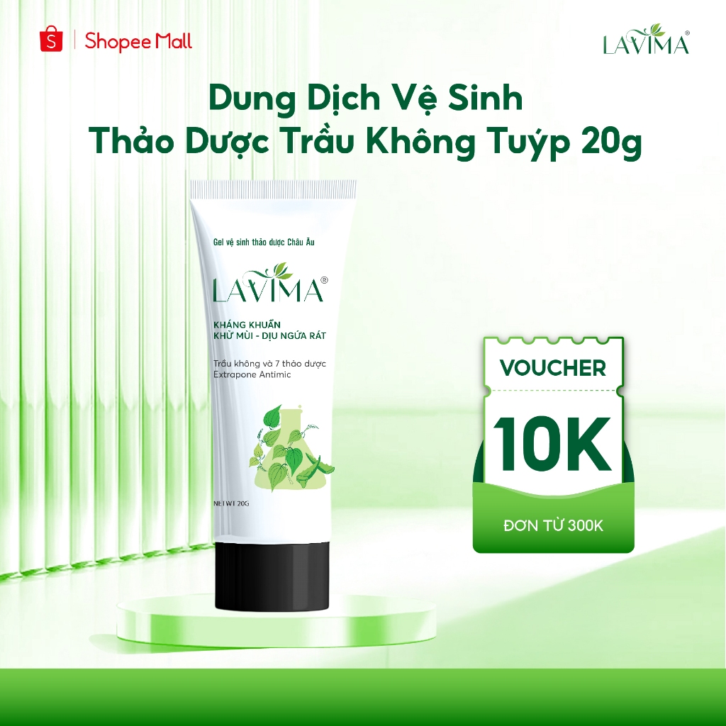 Tuýp Dung Dịch Vệ Sinh Nữ Lavima - Thảo Dược Trầu Không Giảm Viêm Ngứa, Khử Mùi, Nấm Candida 20g