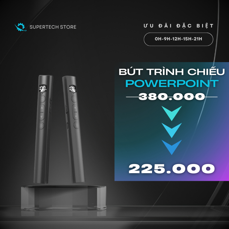 Bút Trình Chiếu Thông Minh 2.4GHz Laser Đỏ Pin 180 Ngày Sạc Type-C LED Hiển Thị Pin Tương Thích Cao