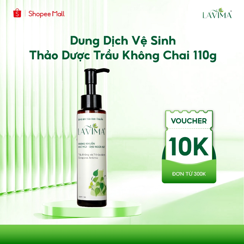Dung dịch vệ sinh nữ (Gel rửa, ddvs) Lavima - Thảo Dược Trầu Không Giảm Viêm Ngứa, Khử Mùi chai 110g