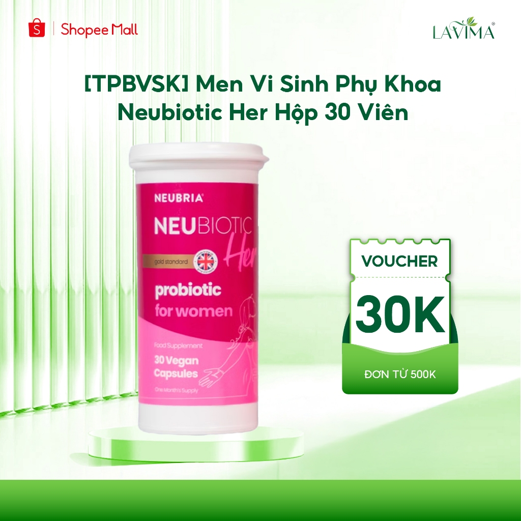 TPBVSK Men Vi Sinh Phụ Khoa Neubiotic Her, Chứa 25 Tỷ Lợi Khuẩn, Nhập Khẩu Anh Quốc, Hộp 30 Viên