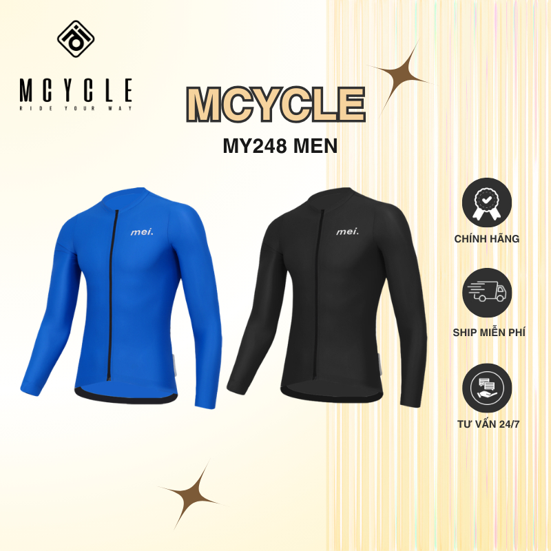 Áo đạp xe dài tay nam MY248 Mcycle, áo thoáng khí, thấm hút mồ hôi, co giãn tốt, chống tia UV
