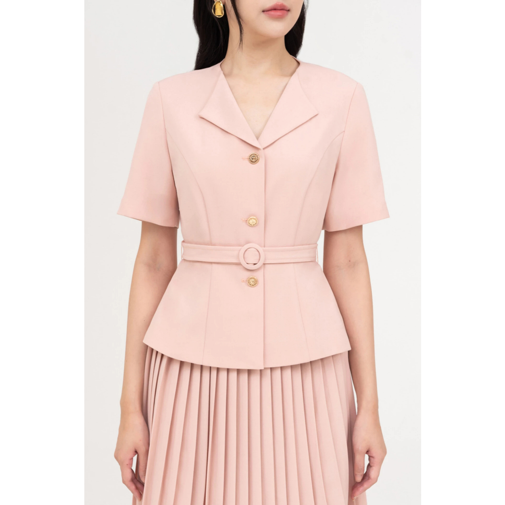 Áo sơ mi nữ dáng ôm phối đai, áo sơ mi công sở dạo phố IVY moda MS 61M8777 | BigBuy360 - bigbuy360.vn