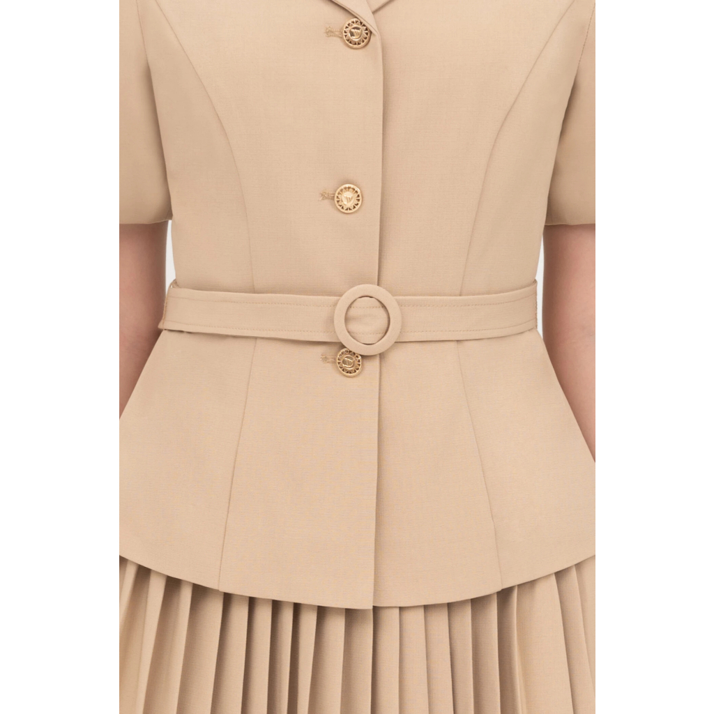 Áo sơ mi nữ dáng ôm phối đai, áo sơ mi công sở dạo phố IVY moda MS 61M8777 | BigBuy360 - bigbuy360.vn