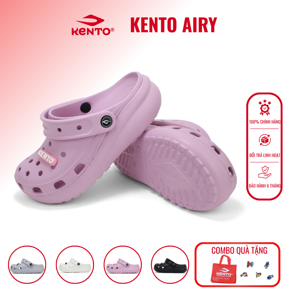 KENTO CLOG AIRY, Dép Sục Nhẹ Êm, Thoáng Khí, Đế 5cm - Phù Hợp Nam Nữ Đi Học, Đi Làm, Đi Du Lịch
