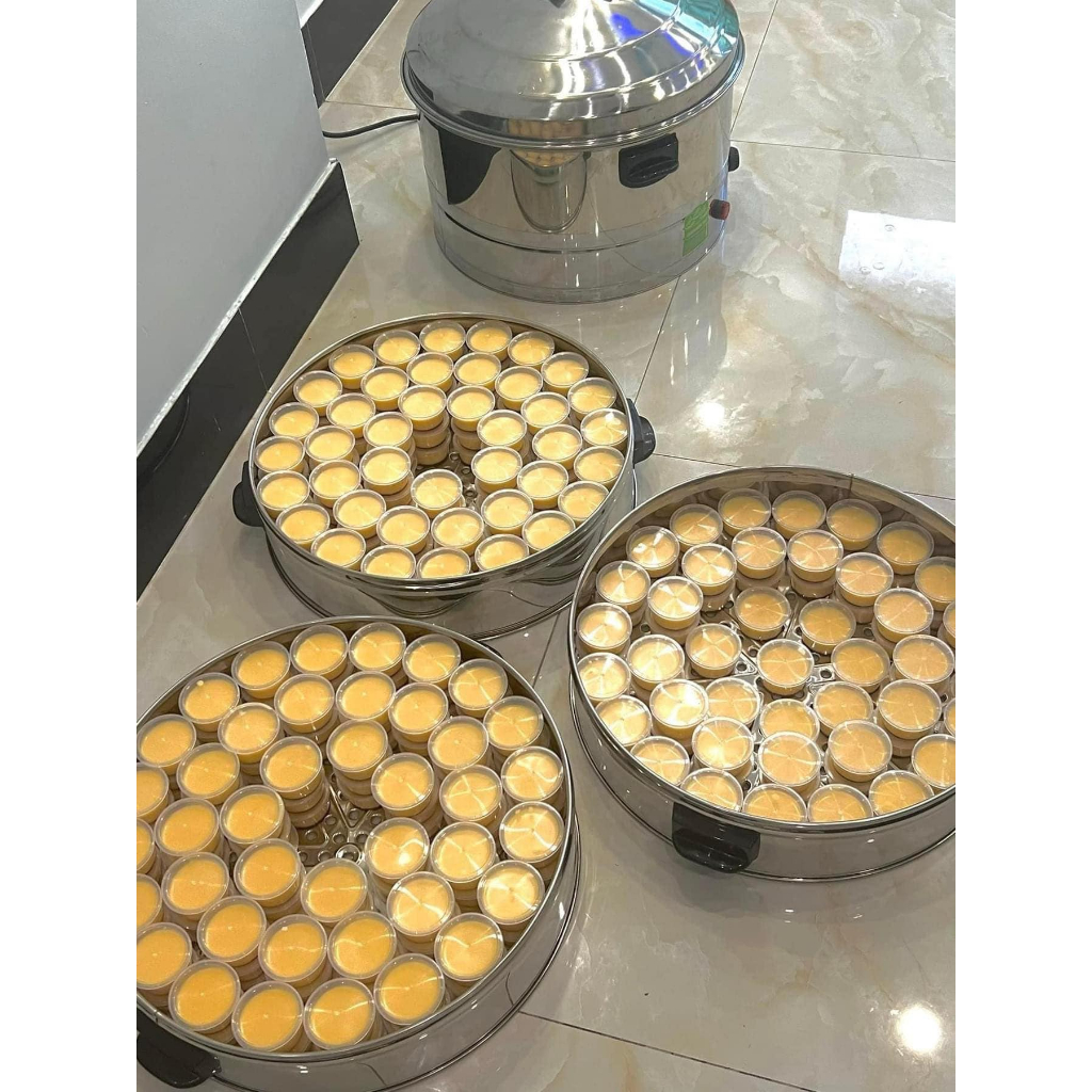 Nồi Hấp Bánh Flan, Chưng Yến Tại Nhà, Nồi Hấp Bánh Bèo Size 40cm/3 Tầng