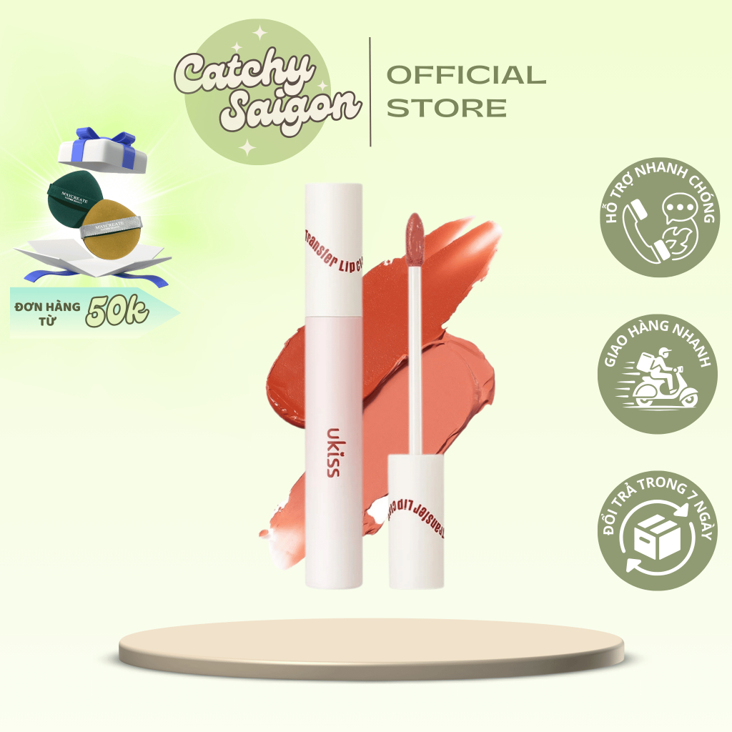[UKISS] Son Kem Bùn Ukiss Mờ Lì Vân Môi Vỏ Hồng Trắng, Creamy Matte Anti-Transfer Lip Glay, 3g