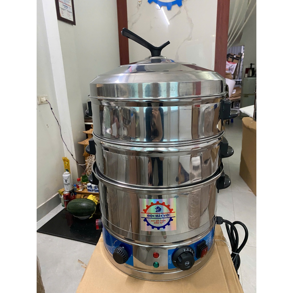 Nồi hấp đa năng 40cm 3 tầng hấp, nồi hấp xôi, gà, hải sản, rau củ chạy điện