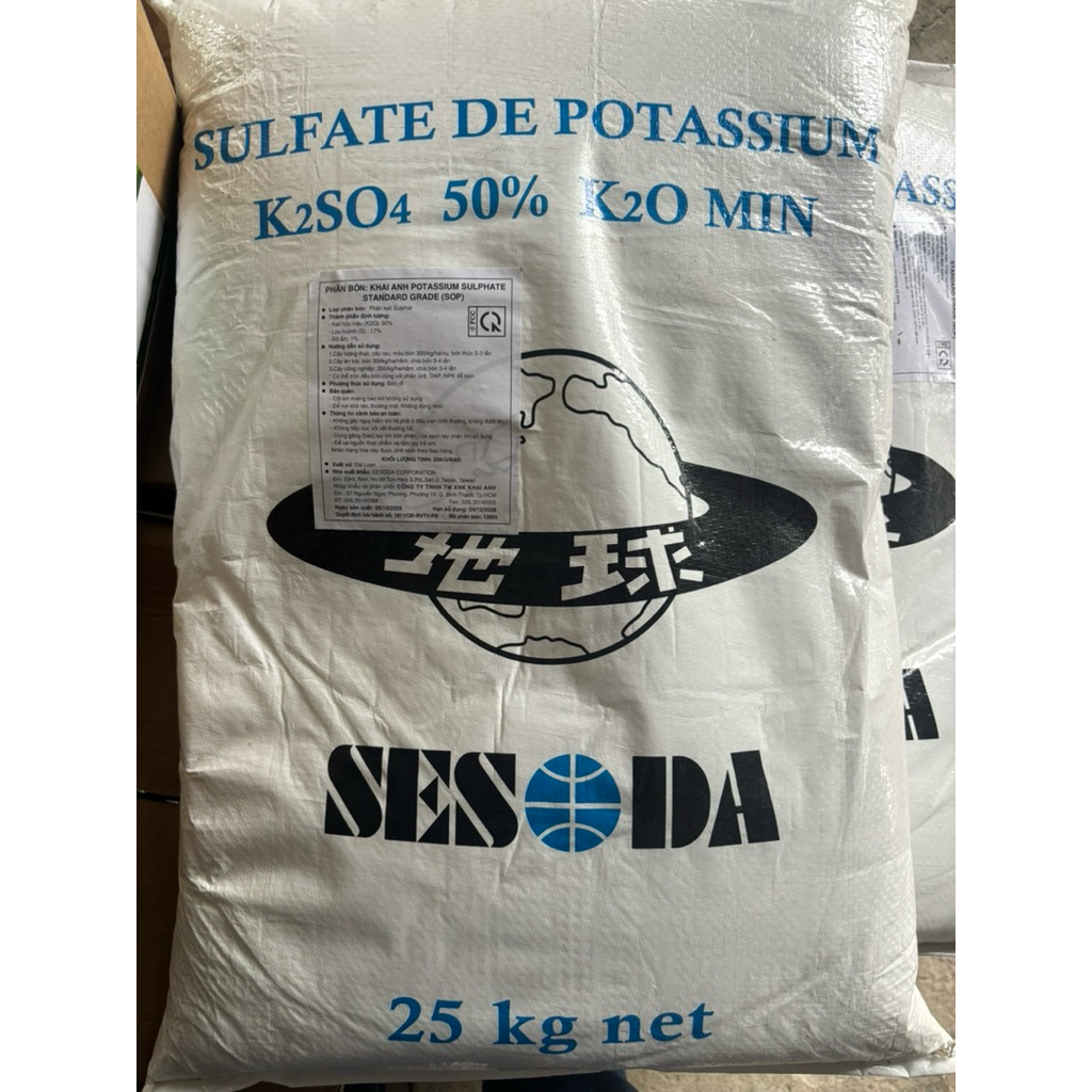 Phân Kali Sulphate 25KG Kali trắng Potassium Sulphate: Chặn đọt, tạo mầm, nặng kí