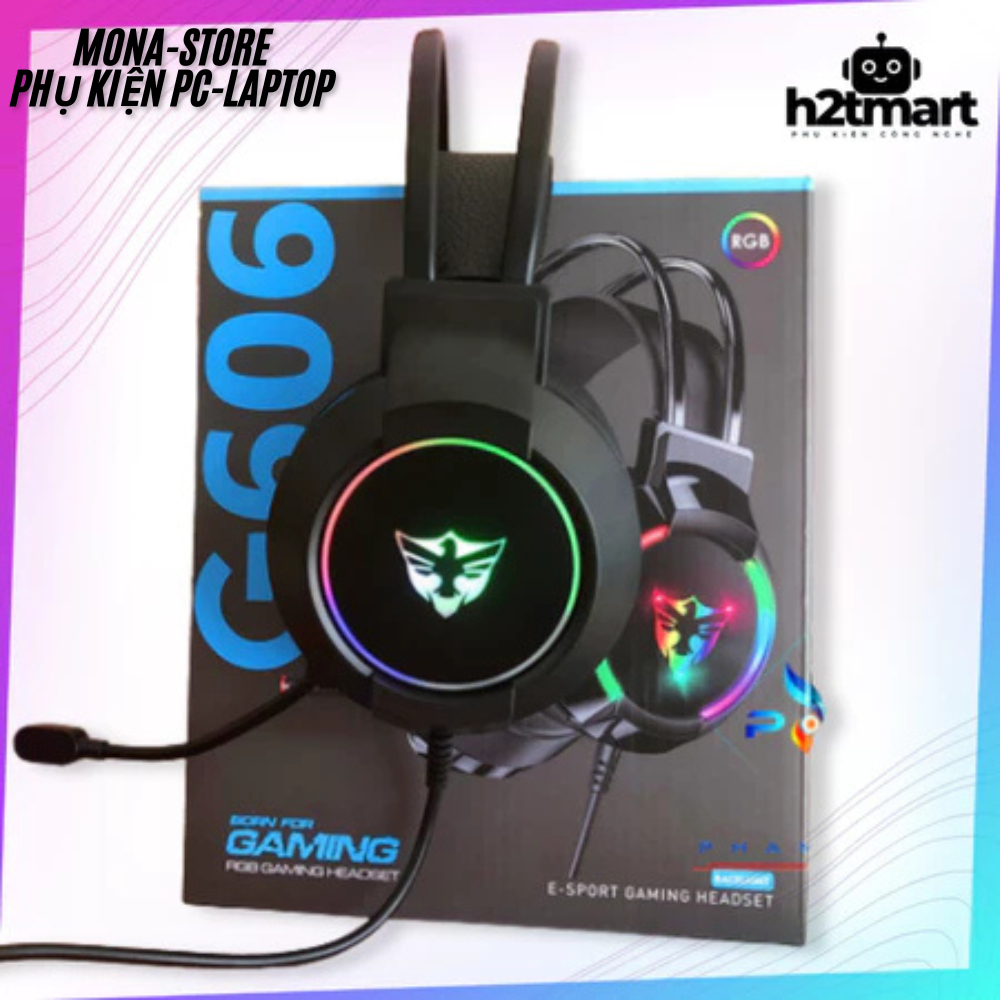 Tai Nghe Máy Tính Pc Gaming Có Dây Led Rgb G606 Có Mic, Tai Nghe Headphone Chụp Tai Bass Siêu Trầm