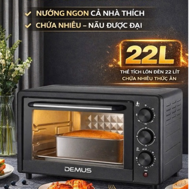 Lò Nướng Điện 22L Đa Năng – Nướng/Hấp/Chiên Không Dầu – Làm Bánh Tự Động Dùng Cho Gia Đình & Văn Phòng
