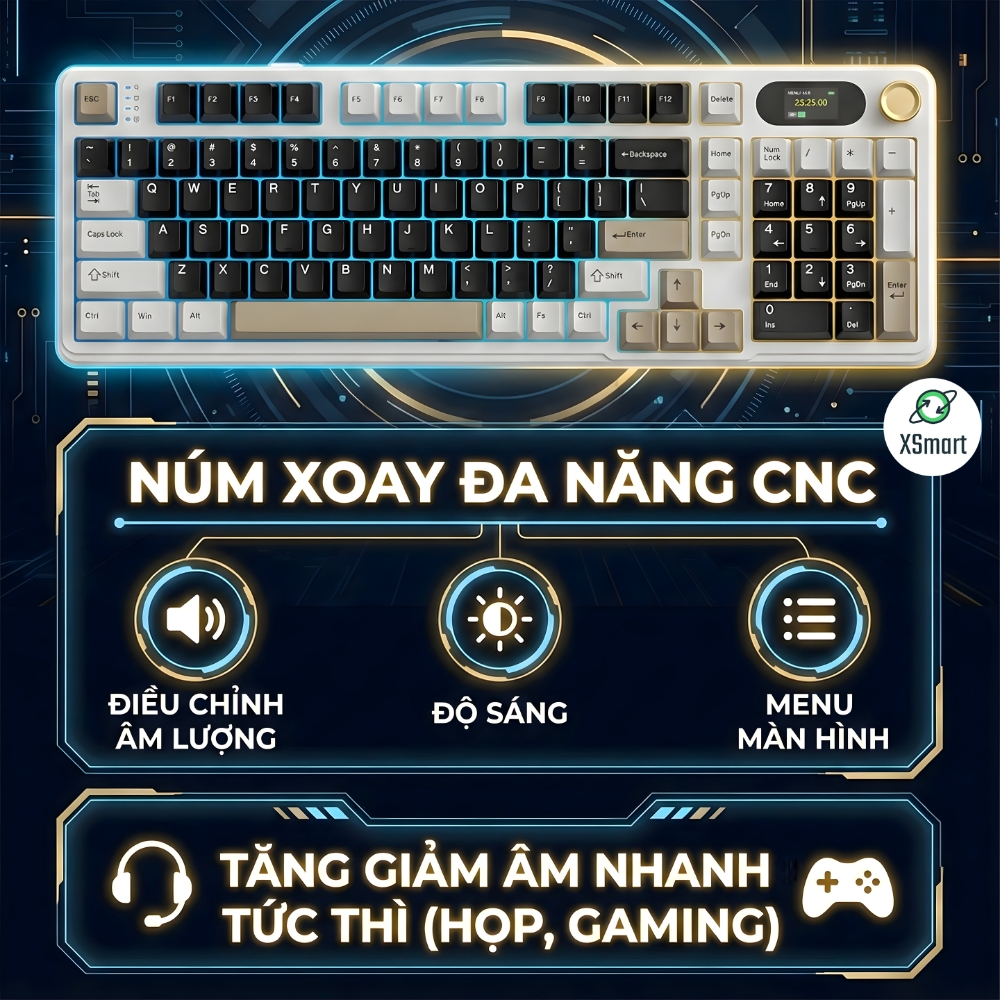 Bàn Phím Cơ Bluetooth Attack Shark X98 PRO MAX Có Màn Hình LED, 3 Mode Cho Máy Tính Laptop PC | BigBuy360 - bigbuy360.vn