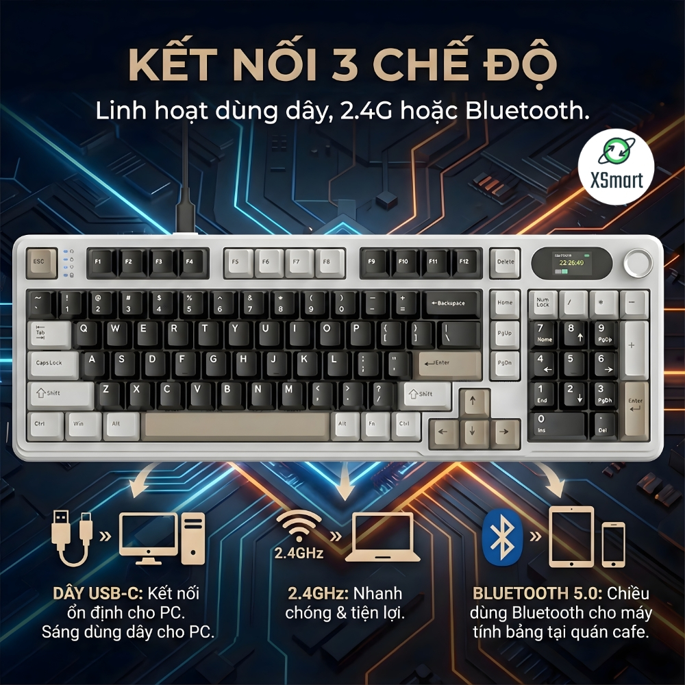 Bàn Phím Cơ Bluetooth Attack Shark X98 PRO MAX Có Màn Hình LED, 3 Mode Cho Máy Tính Laptop PC | BigBuy360 - bigbuy360.vn