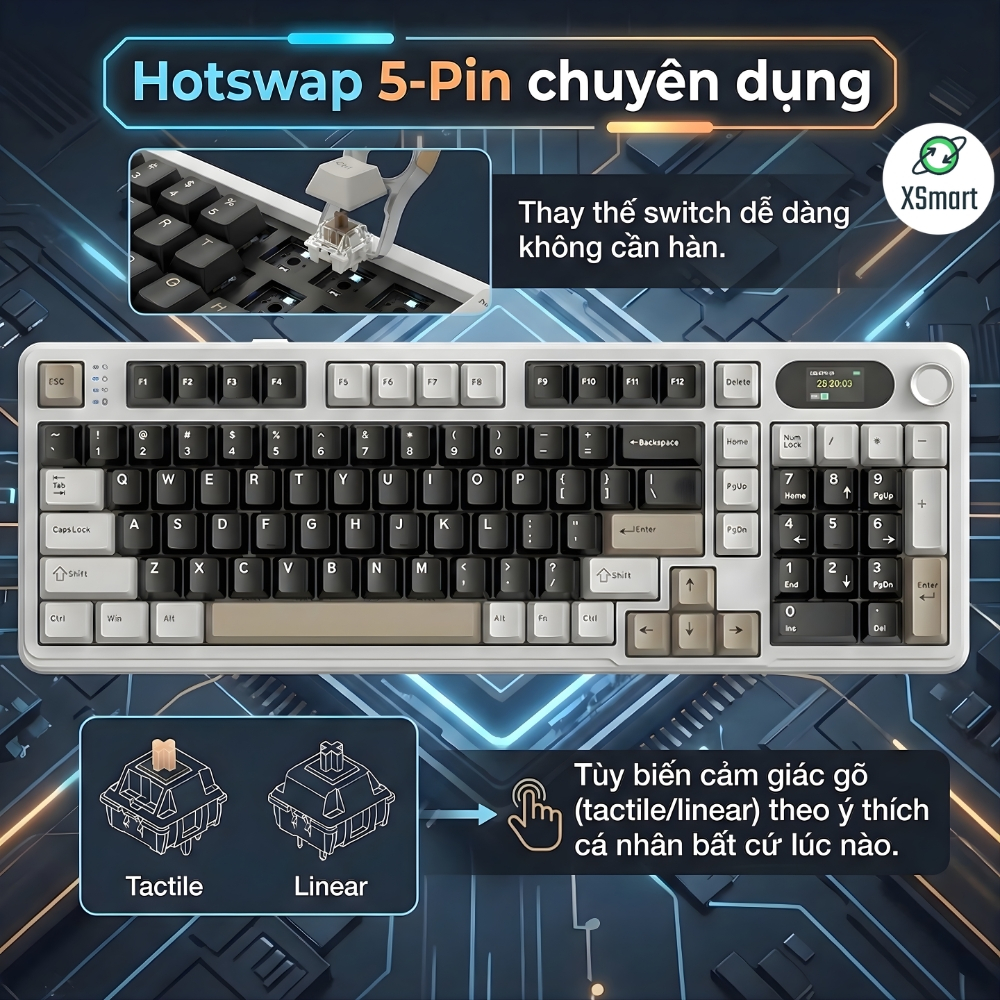 Bàn Phím Cơ Bluetooth Attack Shark X98 PRO MAX Có Màn Hình LED, 3 Mode Cho Máy Tính Laptop PC | BigBuy360 - bigbuy360.vn