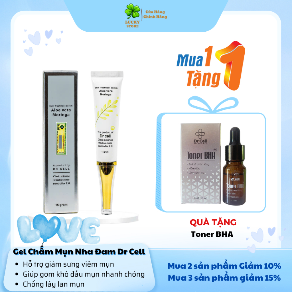Gel Nha Đam Chấm Mụn Dr Cell 15ml gom khô còi mụn giảm mụn
