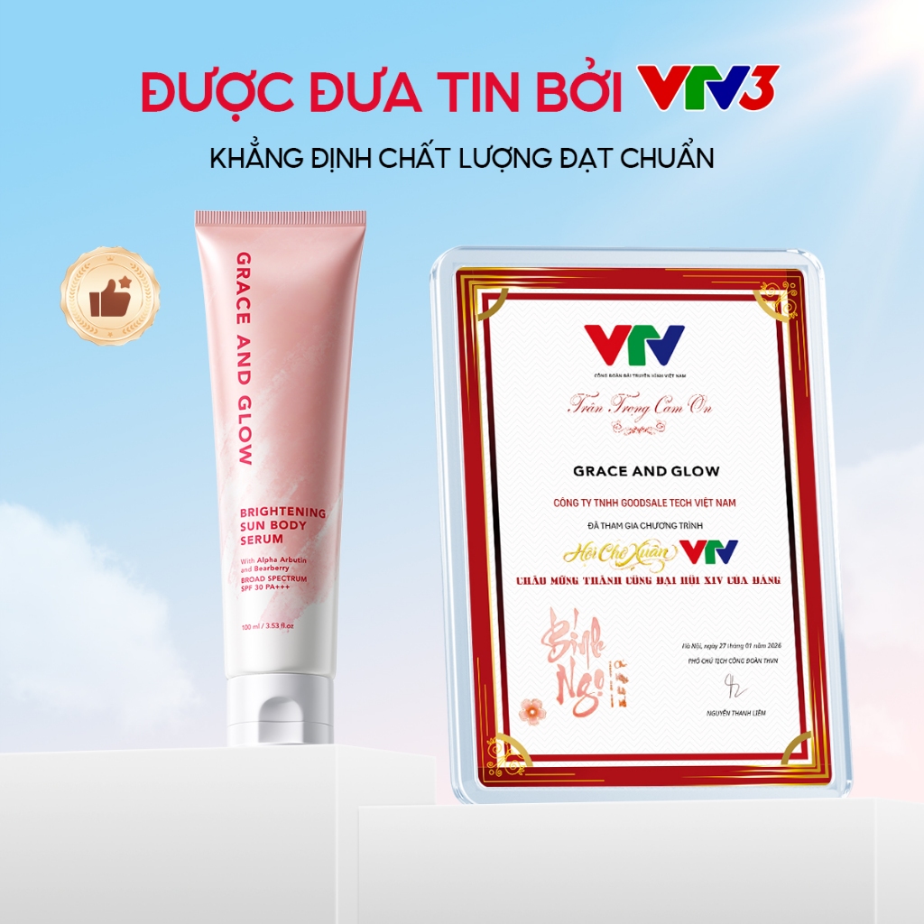 Sữa dưỡng thể kem chống nắng body SPF 30+ PA+++ Grace and Glow làm trắng da Black Opium Sun Body Serum 100ml nâng tone | BigBuy360 - bigbuy360.vn