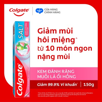 [HB Gift] Kem Đánh Răng Colgate Muối Lá Ổi Hồng giảm hôi miệng và vi khuẩn tích tụ 150g/ tuýp