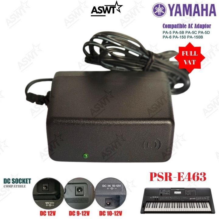 Adapter nguồn đàn Yamaha PSR-E463 PSR E463 12V có đèn báo - bảo hành 1 năm , Nguồn DC 12V Yamaha